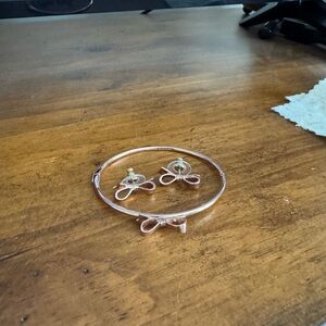 KATE SPADE Rose Gold Bow Bracelet and Earring Set